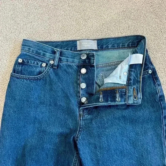 Everlane The 90s Cheeky Jeans Organic Cotton Ankle Crop Dark Wash Blue Size 26 - Picture 4 of 8